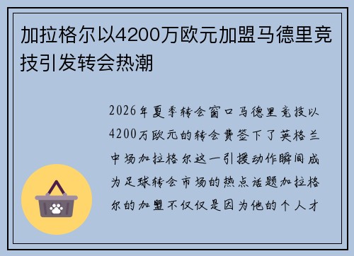 加拉格尔以4200万欧元加盟马德里竞技引发转会热潮
